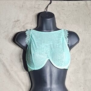 Victoria's Secret Mint Green Floral Lace High Neck Bra Underwire 34D New